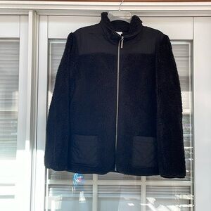 Chico’s Weekend Black Fleece Jacket. Size 2.